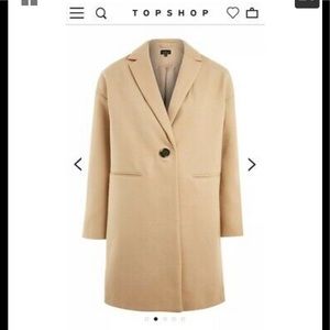 Topshop Camel Coat with hard to find Red Collar